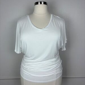 Sivana Bamboo Dolman Short Sleeve Tunic Tee Size XL White Soft Sustainable